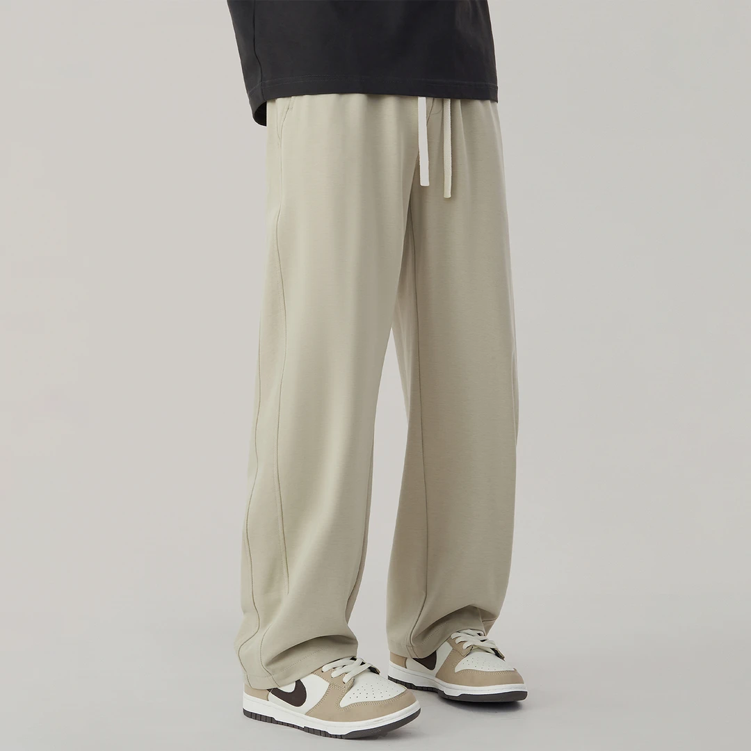 夏季薄款冰丝裤子美式垂感运动休闲裤男生宽松直筒阔腿香蕉弯刀裤