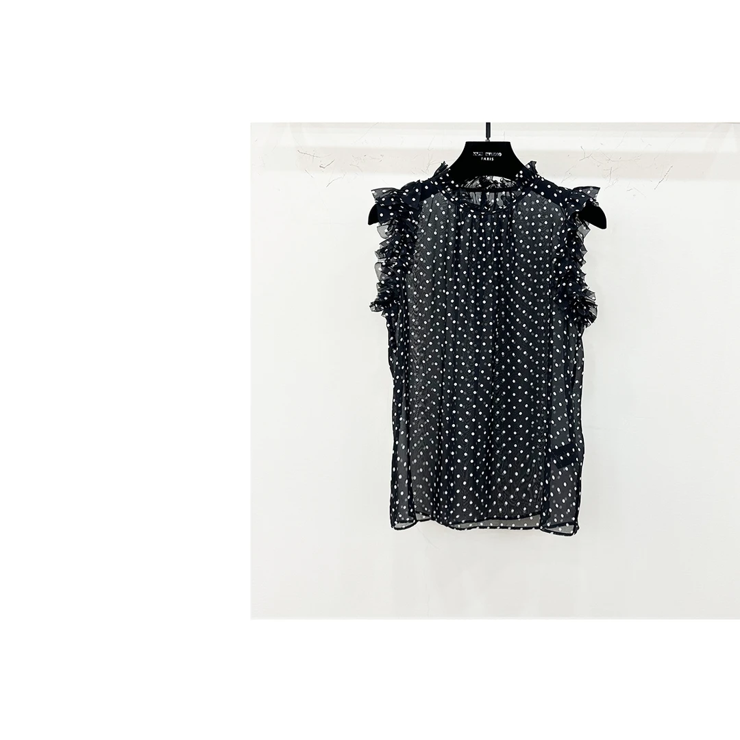 JIAYE CHAN夏日法式时尚微透高级感波点衬衫上衣