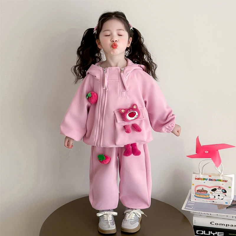 女童卡通套装春秋时尚洋气2025新款儿童装女宝宝可爱两件套休闲潮