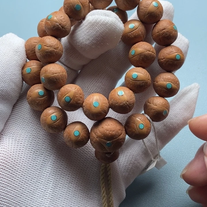 把件凤眼菩提13mm蓝彩27颗