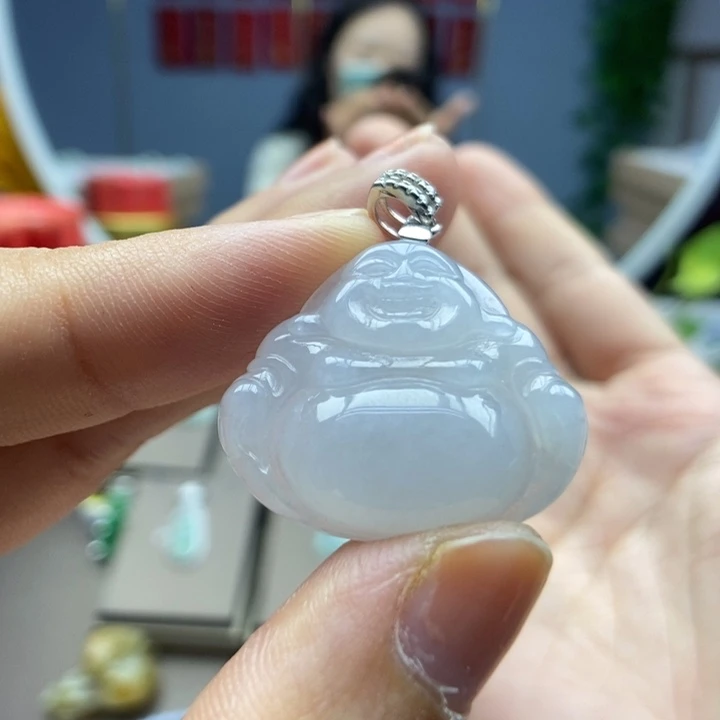 依***行翡翠银S925镶嵌颈饰吊坠64