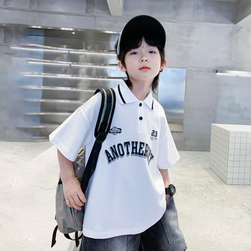 男童夏季Polo衫运动短袖白T恤2025新款儿童男孩夏装半袖冰感上衣