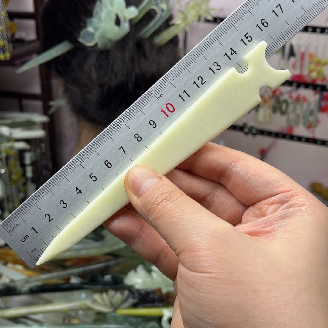 岫玉未镶嵌发饰长度15.5厘米左右