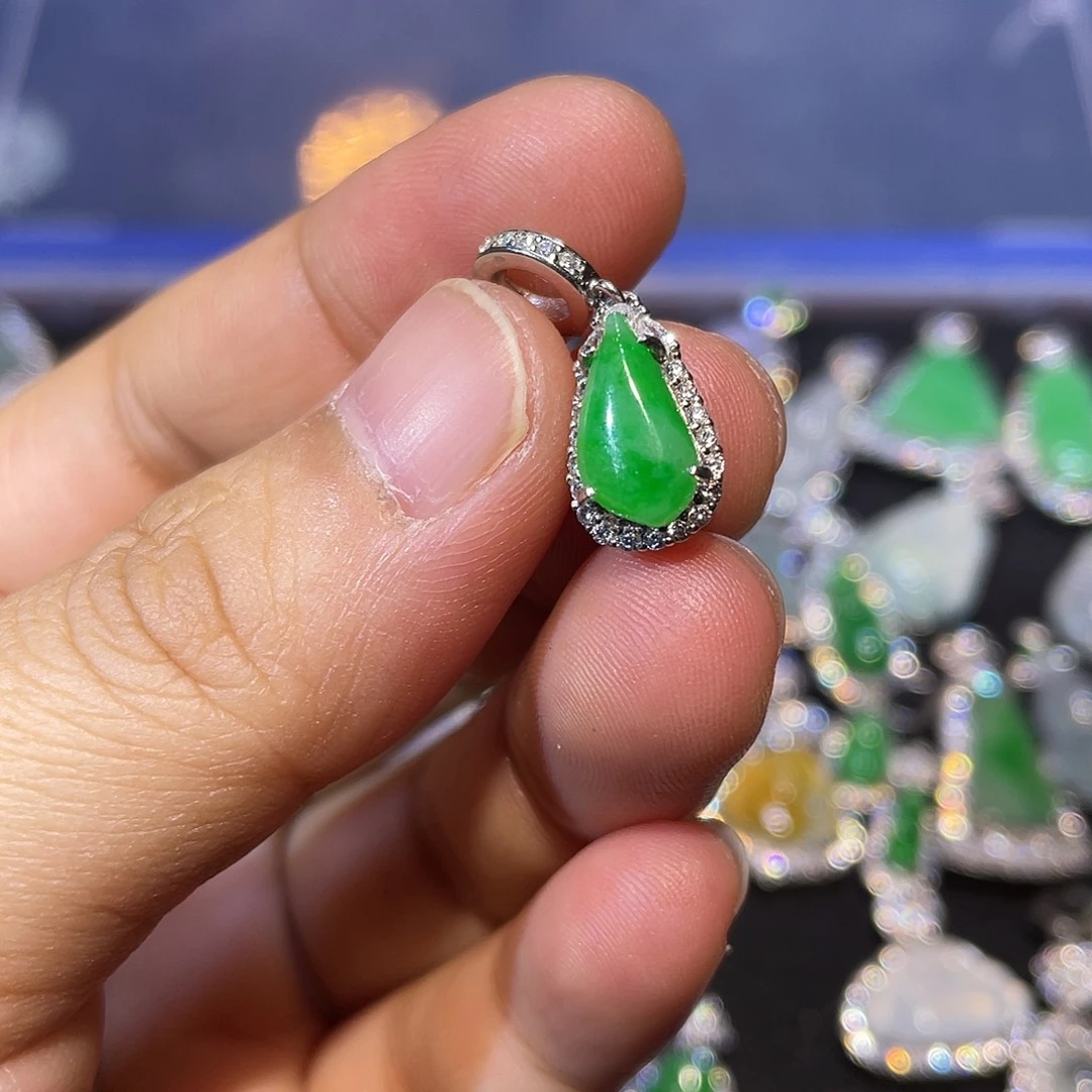 翡翠银S925镶嵌吊坠(不含链)