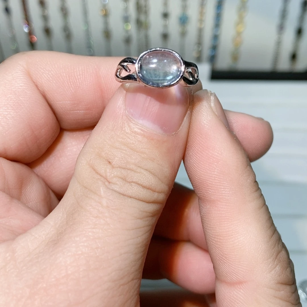 绿水晶戒指银S925镶嵌