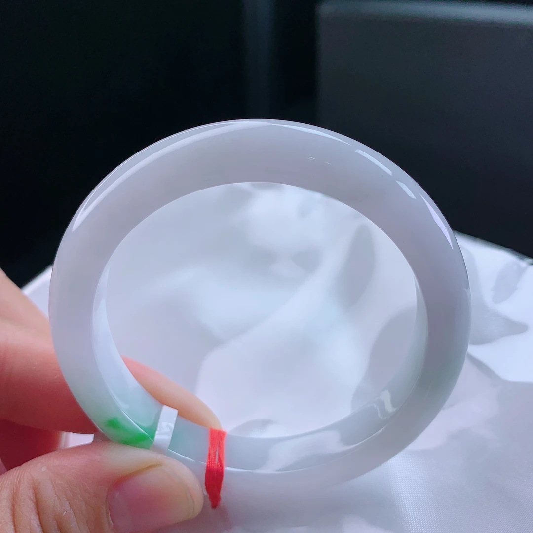 正圈女款时尚百搭玉镯翡翠色57圈口