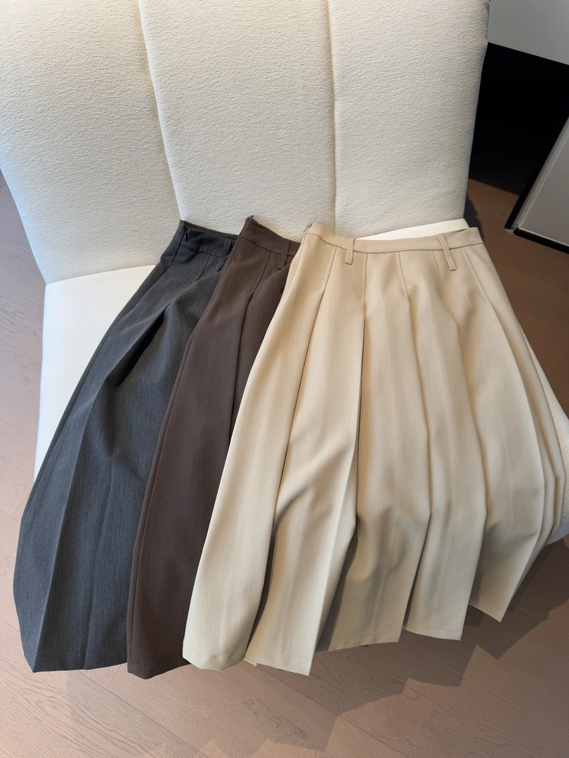 muzi｜“升级款！口碑百褶裙”高克重气质显瘦A字垂坠加厚西装半身裙