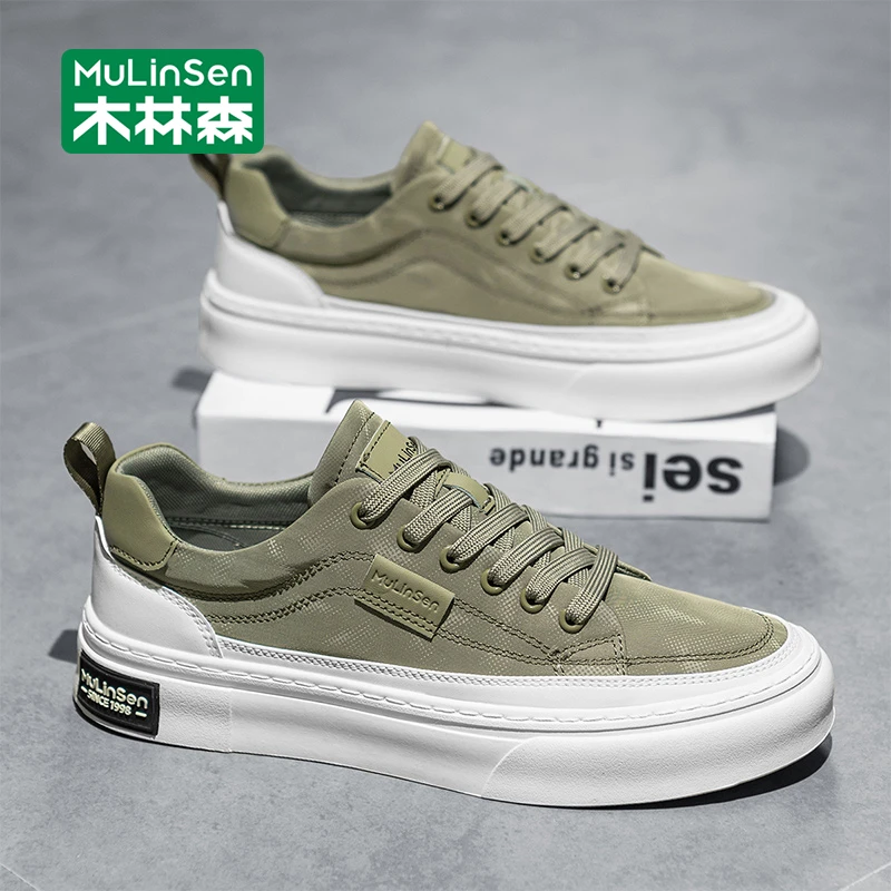 木林森男鞋2025新款夏季透气帆布鞋男士薄款运动工作休闲板鞋男款