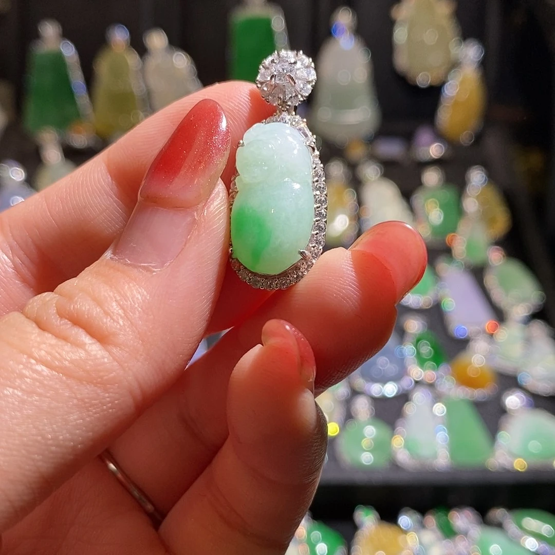 颈饰银S925镶嵌翡翠天然翡翠