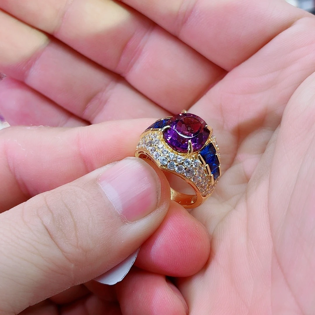 烟晶戒指银S925镶嵌