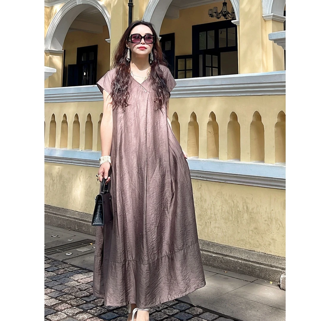 H80226 不规则设计v领齐肩袖气质时尚连衣裙