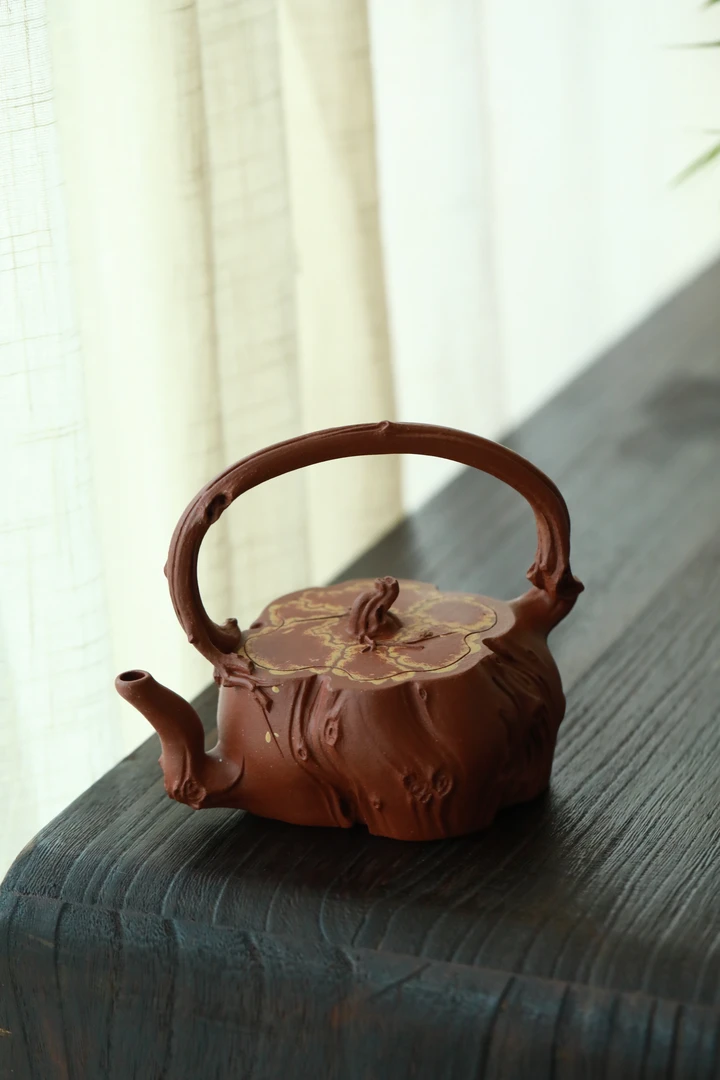 选矿紫砂提梁壶茶具全手工制做