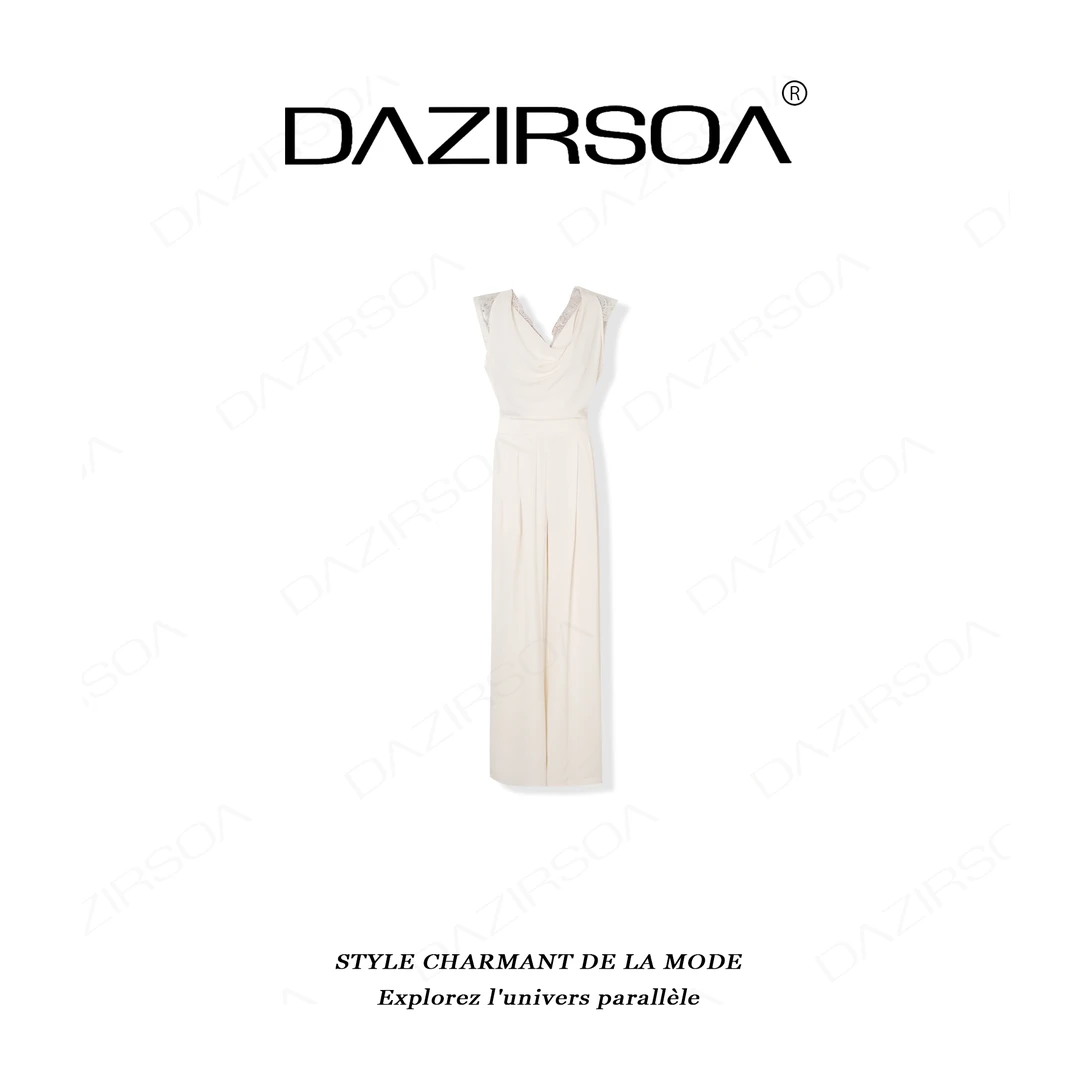 “简影清姿”时尚百搭拼接蕾丝花朵个性连体裤 AA016