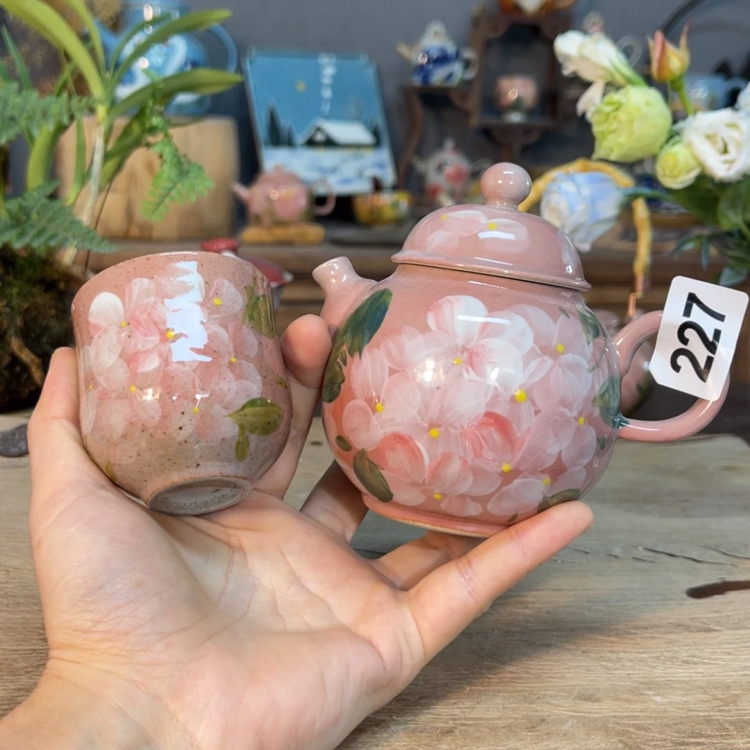 壶素浅陶瓷手工手绘