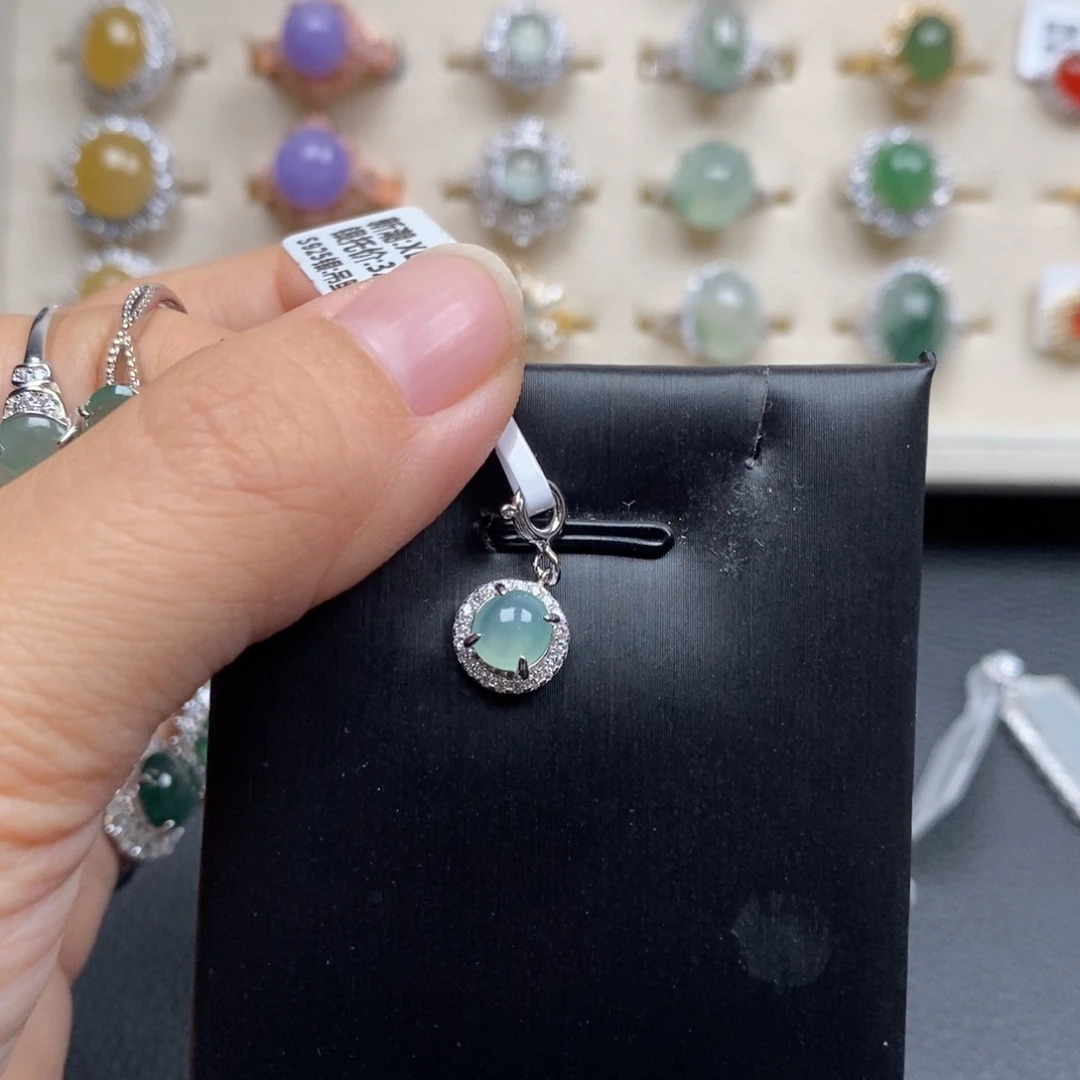 翡翠戒指银S925镶嵌戒指