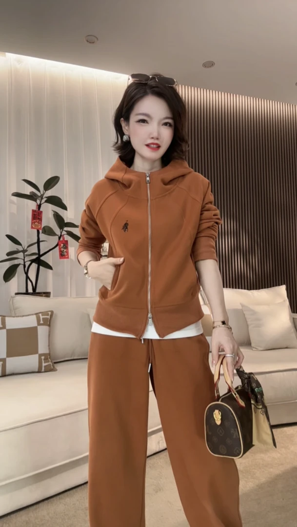 POLODONGFANG 新款刺绣早秋显高连帽长袖卫衣套装XJ-6088
