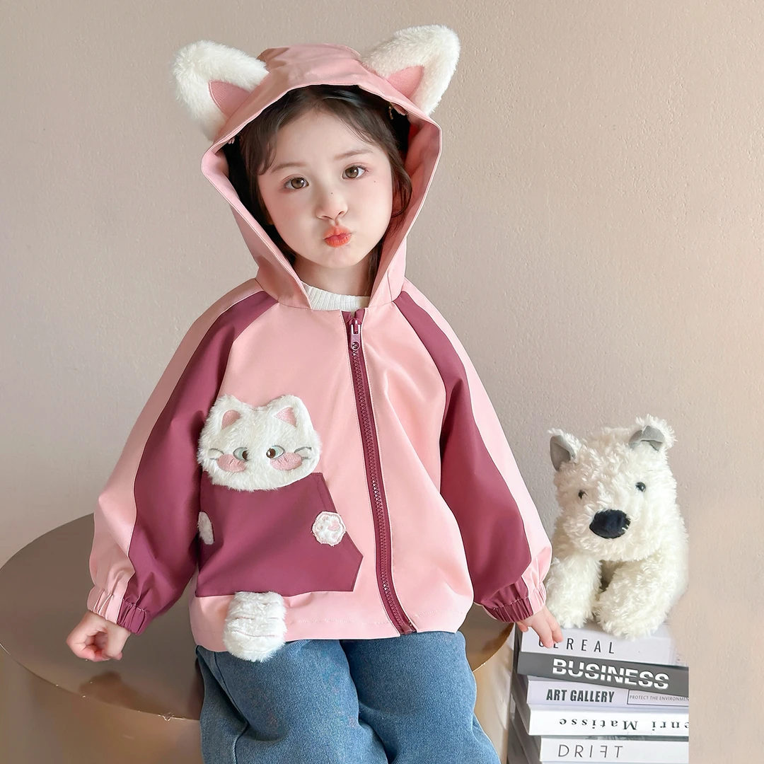 女童外套秋款2025新款女宝宝秋季洋气公主连帽春秋装儿童衣服夹克