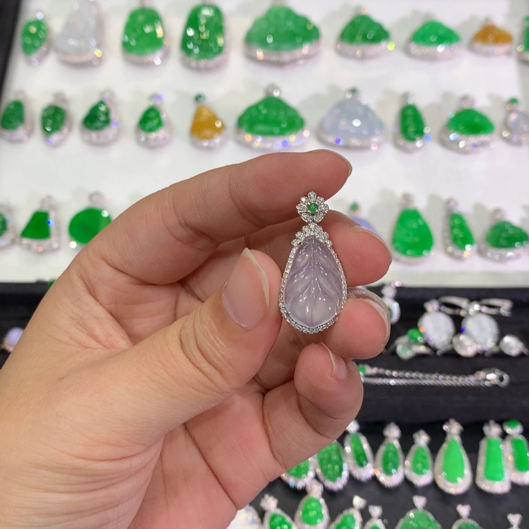翡翠18K金镶嵌吊坠(不含链)吊坠