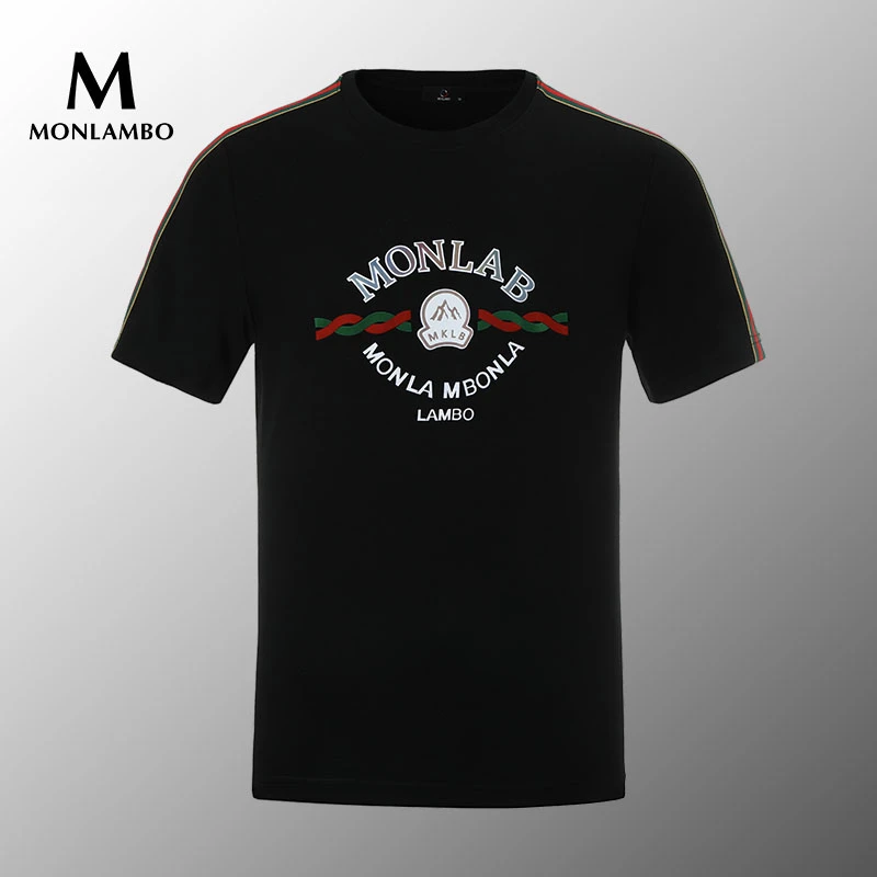 MONLAMBO/2025夏季新款男士圆领时尚印花百搭亲肤透气舒适休闲T恤