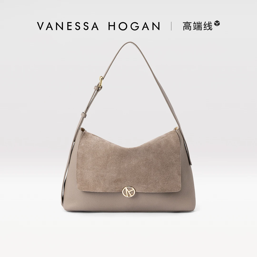 VH女包枝禾软包灰色单肩包大容量斜挎包.达