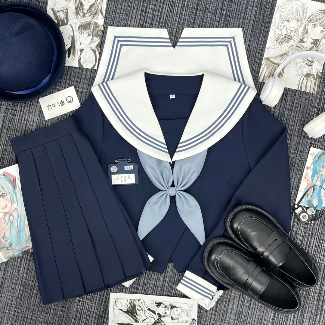 大婶家原创JK制服少女感水手服水冰月日系春夏班服中间服甜妹套装