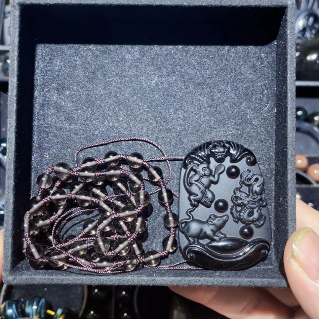 【闪购商品】黑曜岩吊坠(赠链)未镶嵌以**诸