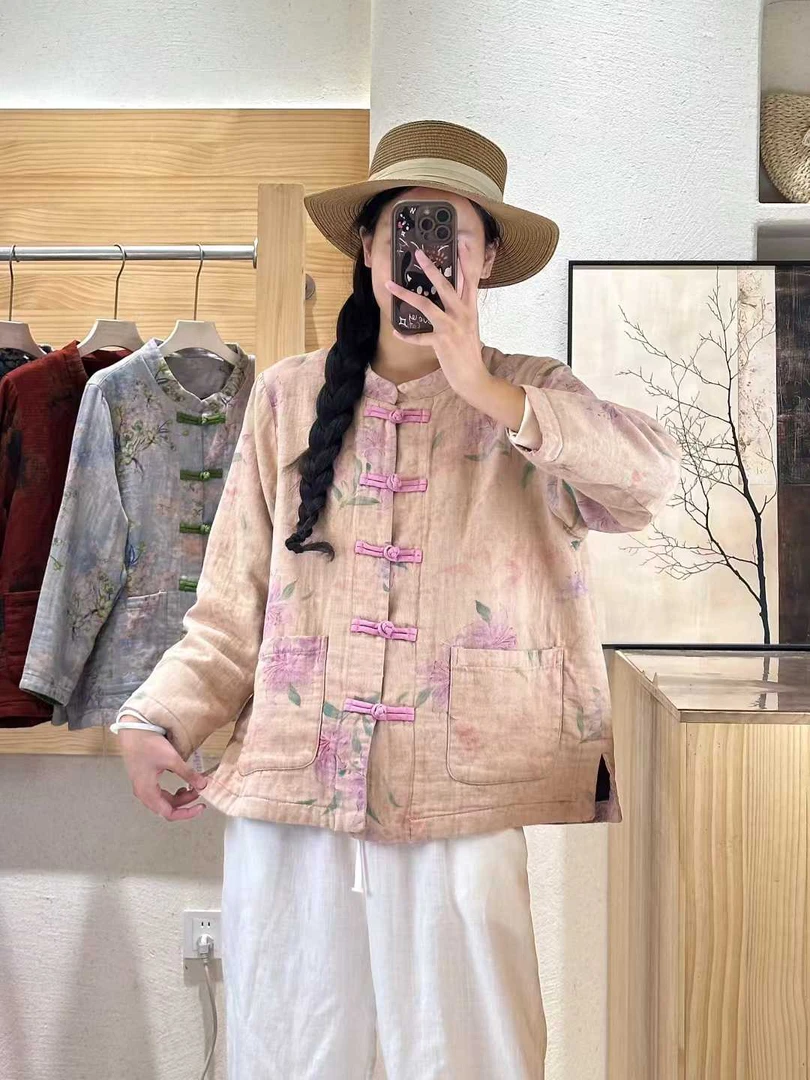 晓妍》国风小夹袄对襟盘扣中式外套