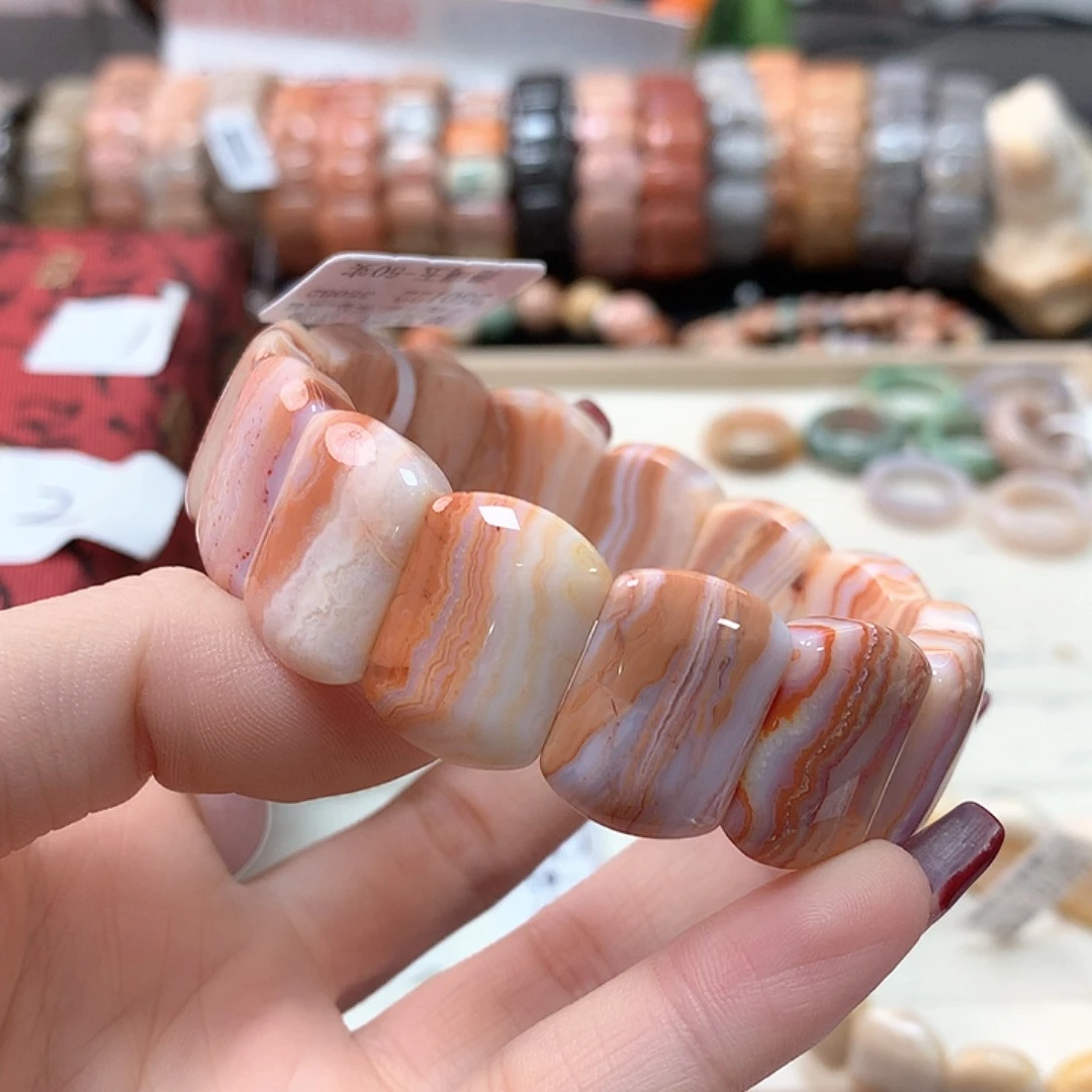 硅化珊瑚（珊瑚玉）手链未镶嵌可***撸407