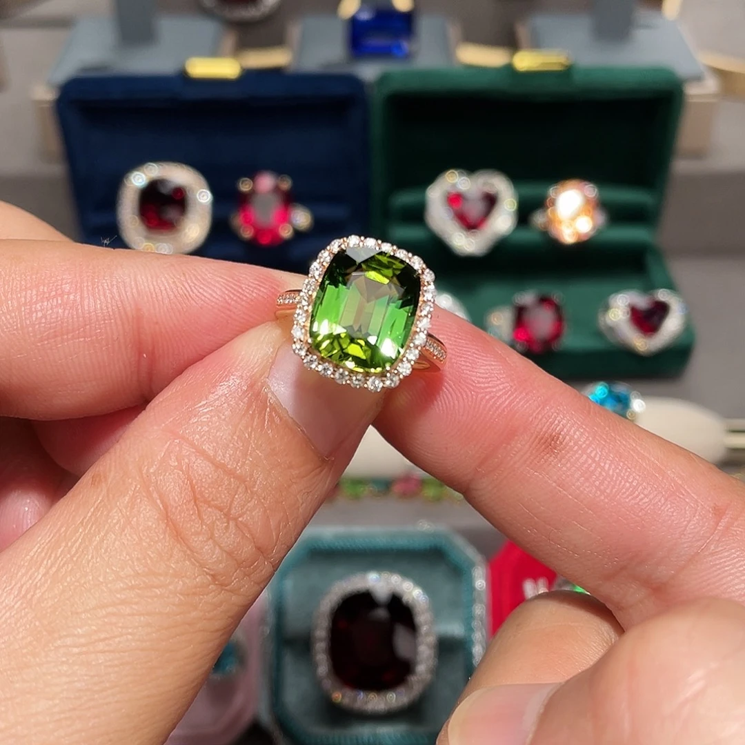 碧玺戒指18K金镶嵌6.94ct