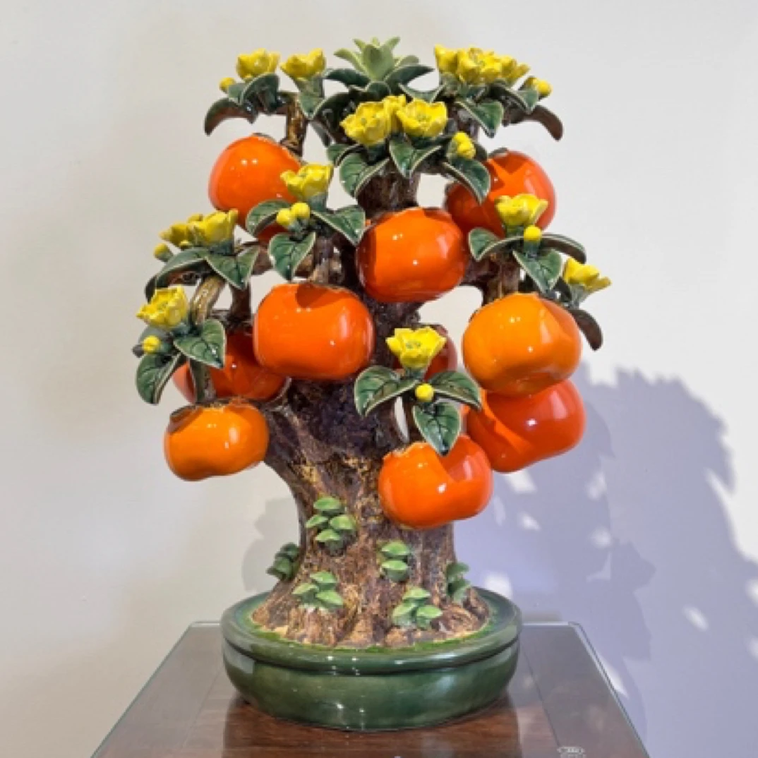 【事事如意柿子长33高49】高级陶瓷石湾公仔家居手工中式精品摆件