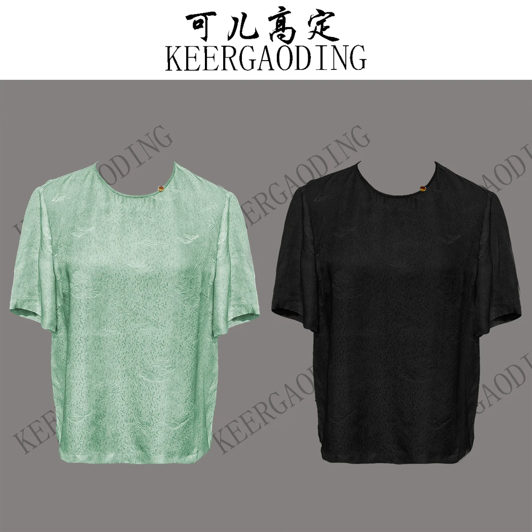【可儿•高定】高端新中式国风设计师款桑蚕丝短袖上衣BT-6258041