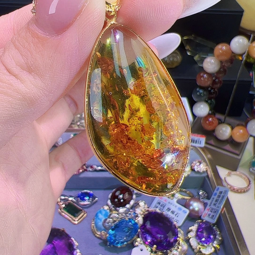 未镶嵌琥珀（花珀）裸石红***g