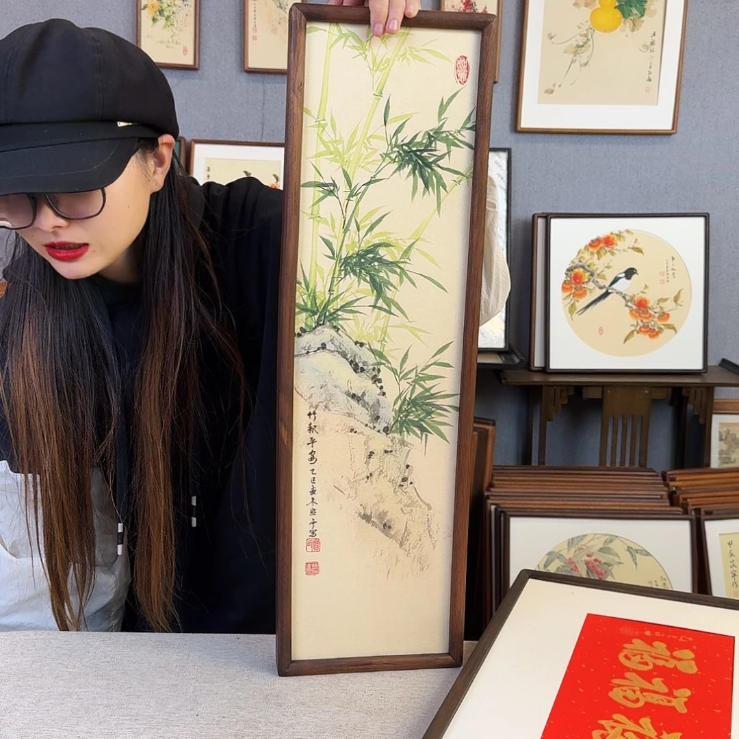 国画手绘带框尺寸：20*70