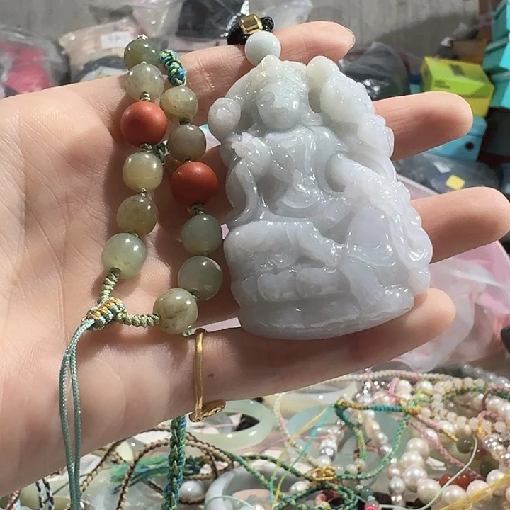 ꧔***࿐翡翠未镶嵌颈饰吊坠一套