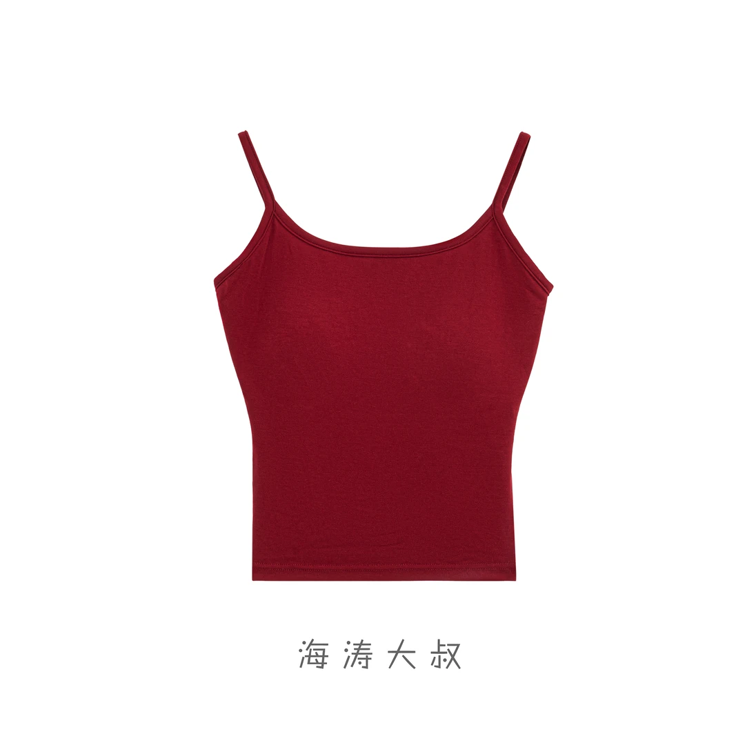 【海涛大叔】细肩带裸感舒适带胸垫背心WA8858-2