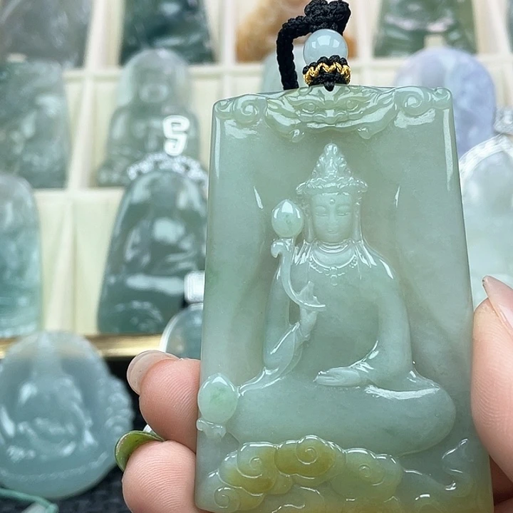 颈饰未镶嵌翡翠天然缅甸翡翠A货素衣观音