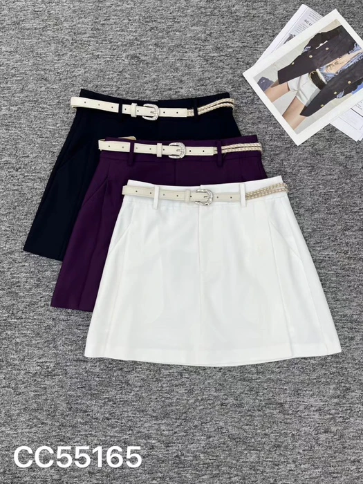 【南油颖颖】夏季新款高腰显瘦美式复古纯色防走光百搭半裙女55160