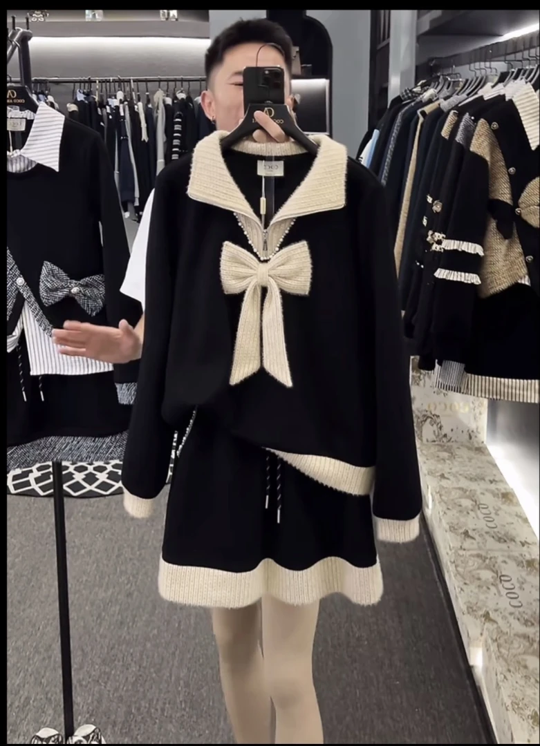 【宠粉价】（加绒）秋季新款工装风时尚气质套装两件套卫衣裙NH-Q0797