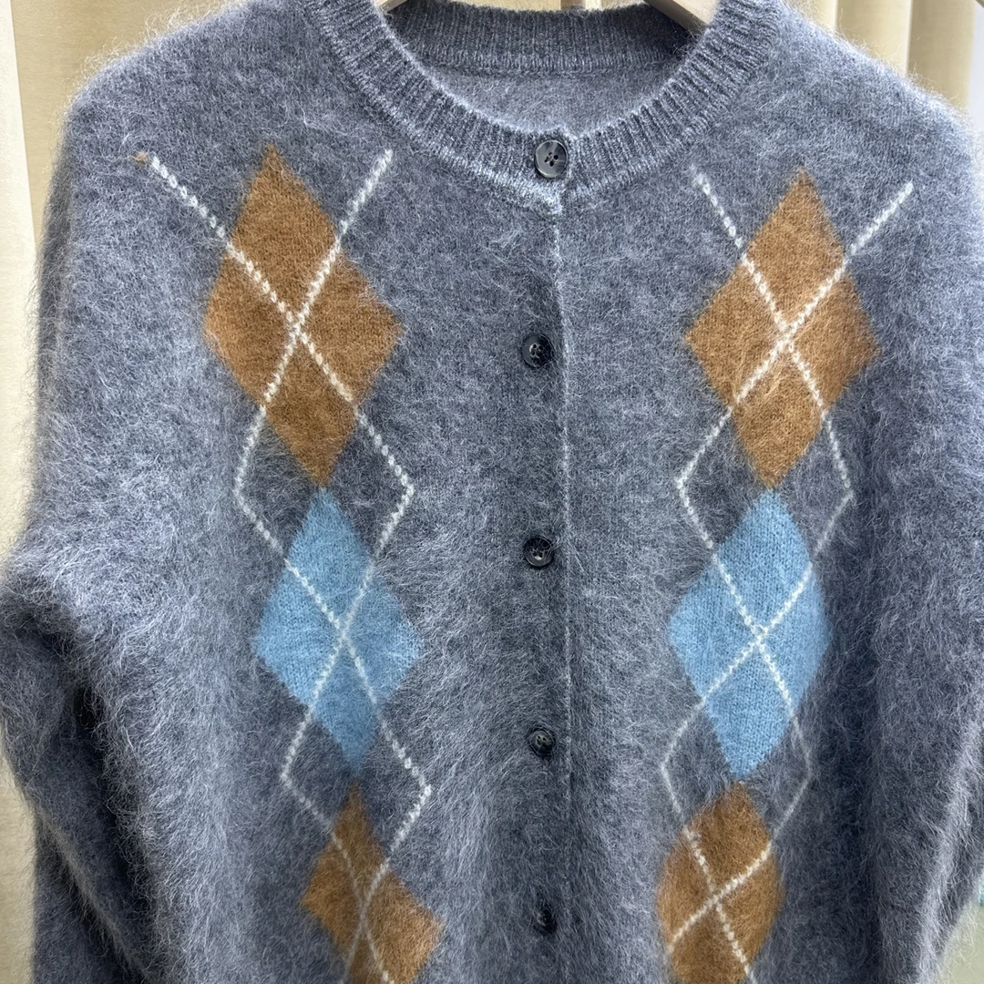 杨姐家 秋冬新款韩版拉绒菱格开衫 百搭洋气时尚柔软舒适巨暖和