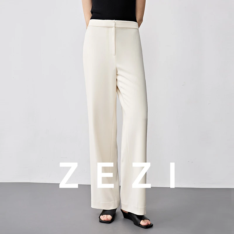 ZEZI【北鱼专属】进口三菱三醋酸休闲裤直筒后松紧腰舒适Z11C287P