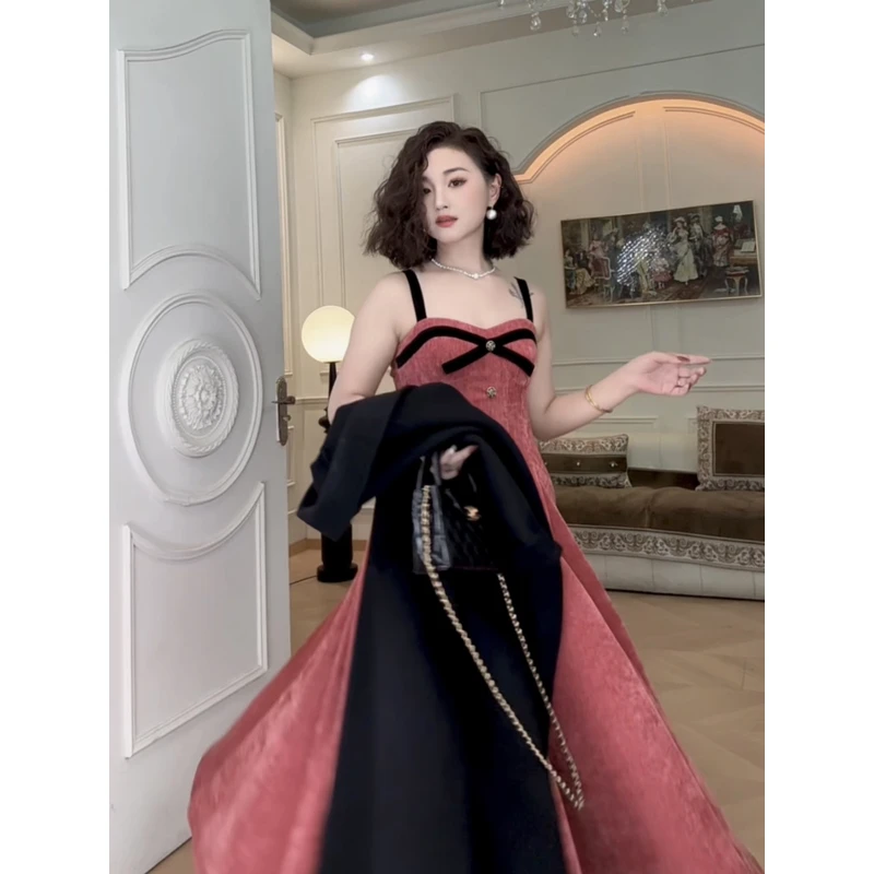 【梦回故里】复古微胖法式收腰气质女小个子连衣裙241