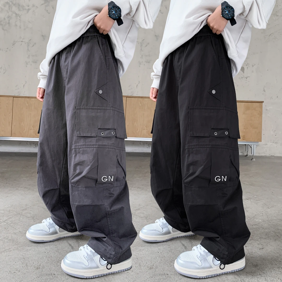 儿童裤子春秋款装季直筒10岁12中大童15男童工装长裤13中大童胖孩