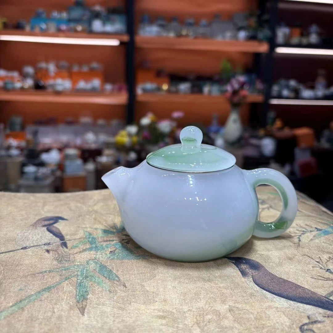 友名陶瓷 飘绿琉璃西施壶茶具套组家用精美礼盒装-278