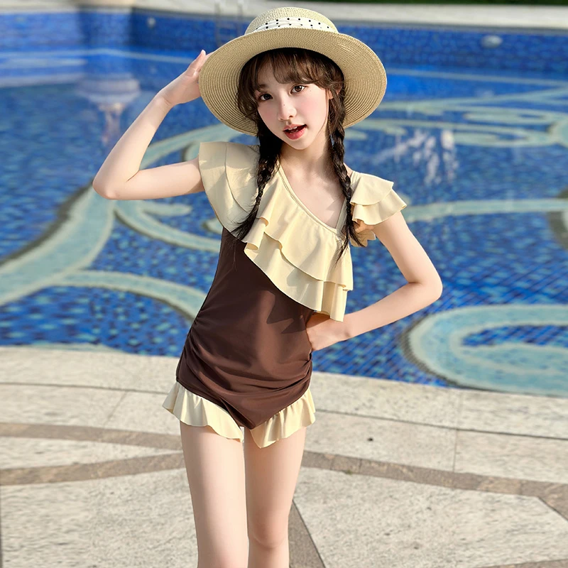 女童高级感泳衣夏季新款女孩连体游泳衣中大儿童网红速干泳装10岁