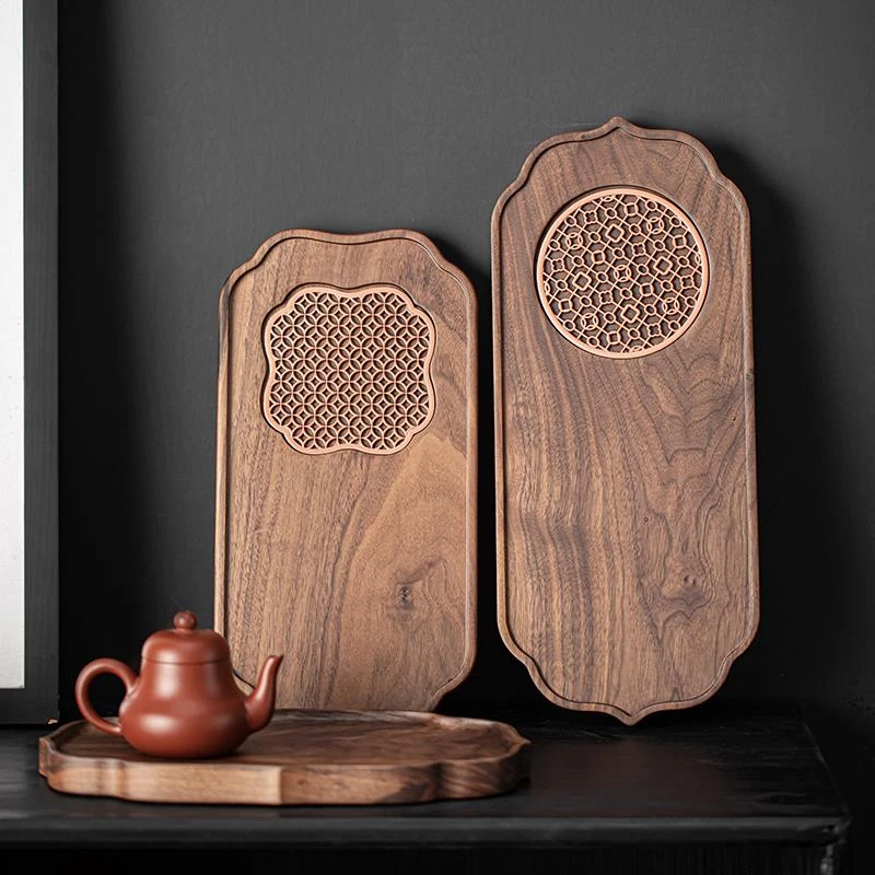 胡桃木托盘实木长方形家用杯子茶杯托盘日式简约功夫茶具干泡茶盘