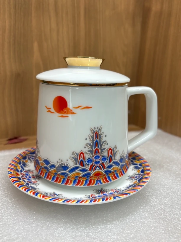 摘要水杯四件套礼盒装*精美釉上彩工艺（原厂）