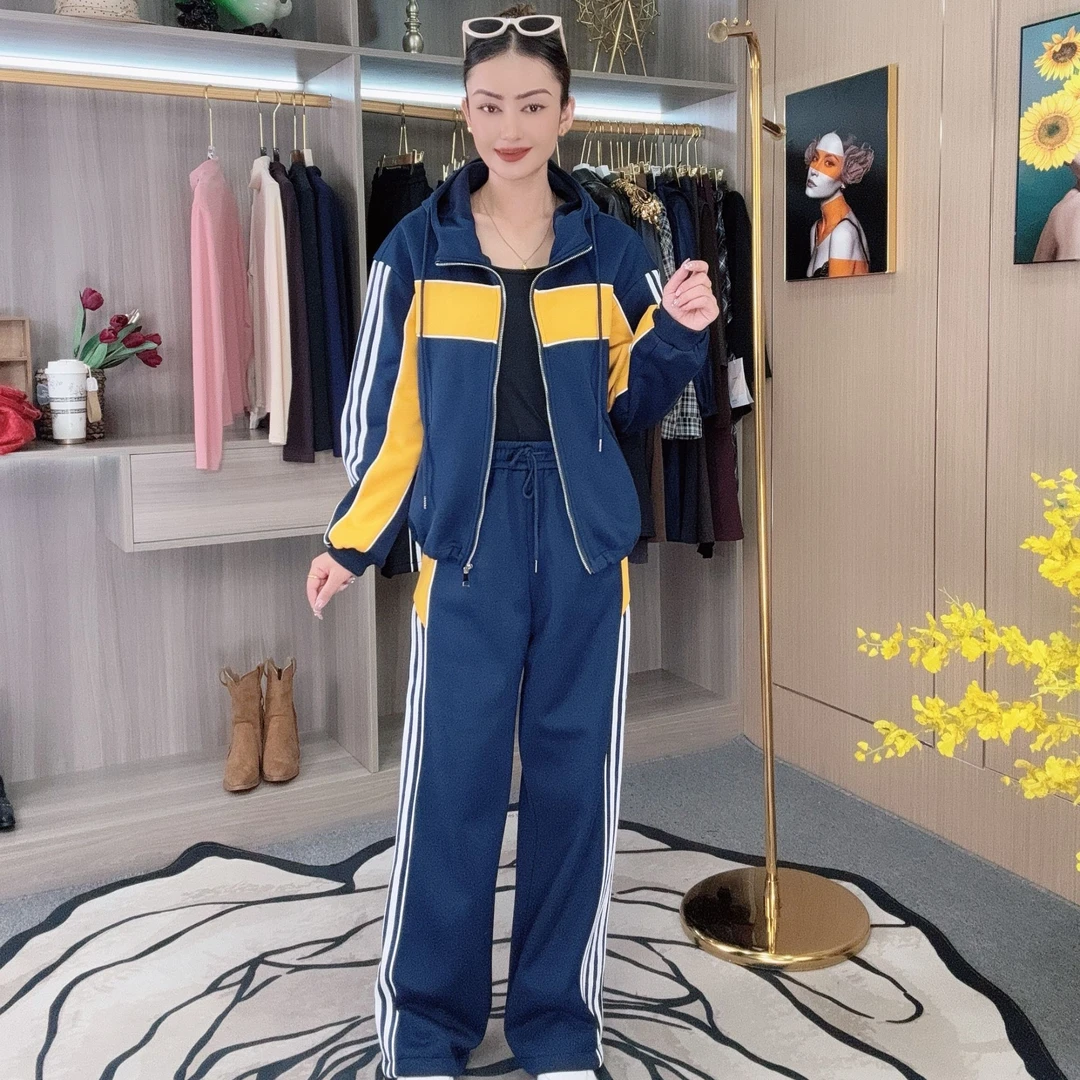 时尚拼色休闲洋气2585款两件运动套装