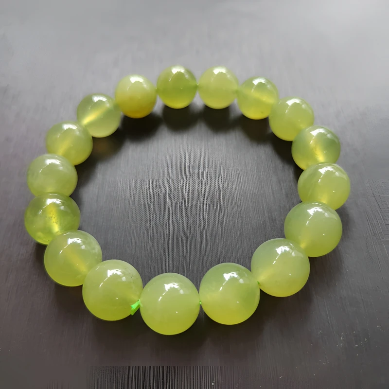 青提岫玉手串青提奶盖手链单圈手工时尚甜美经典气质素款素圈手串