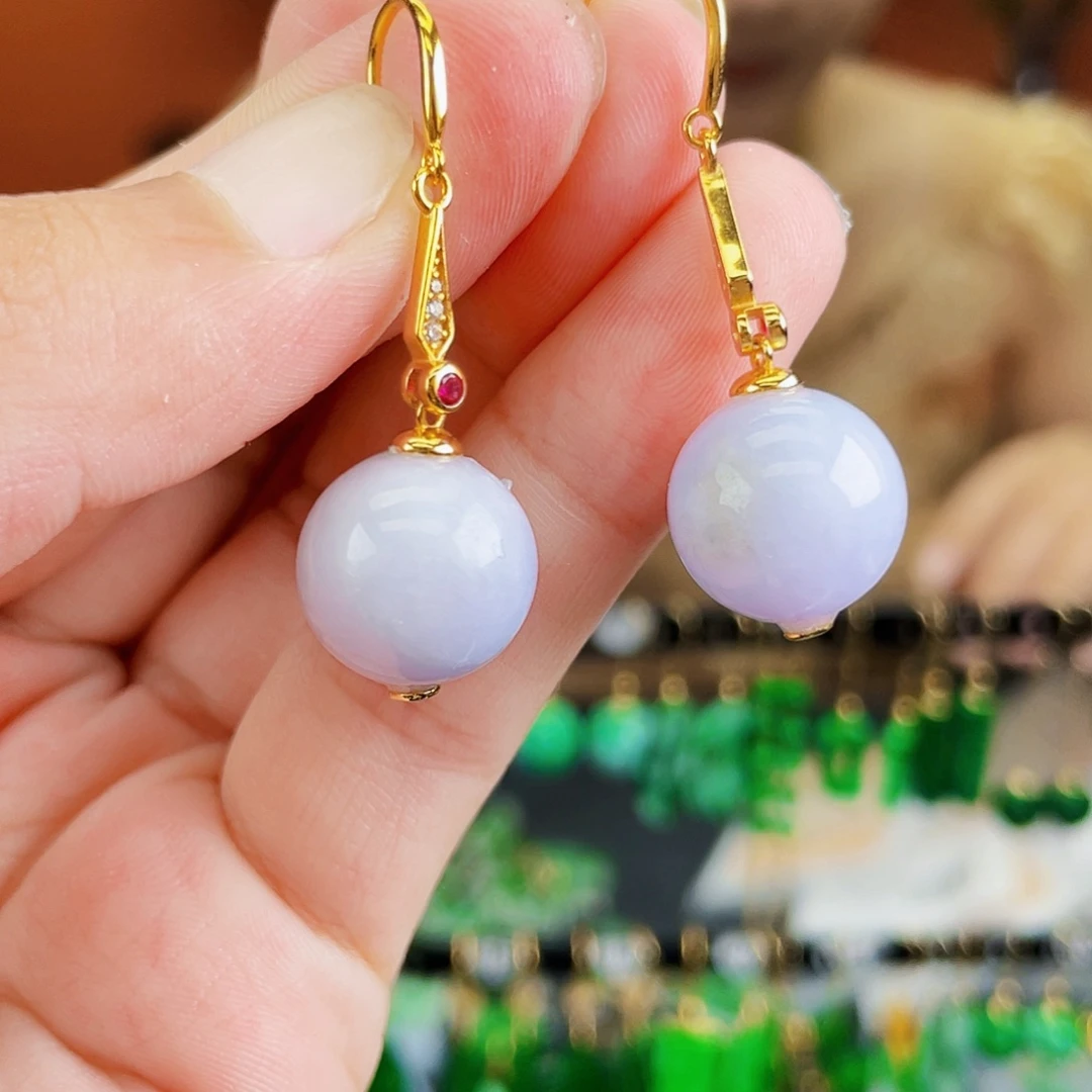 银S925镶嵌翡翠耳饰