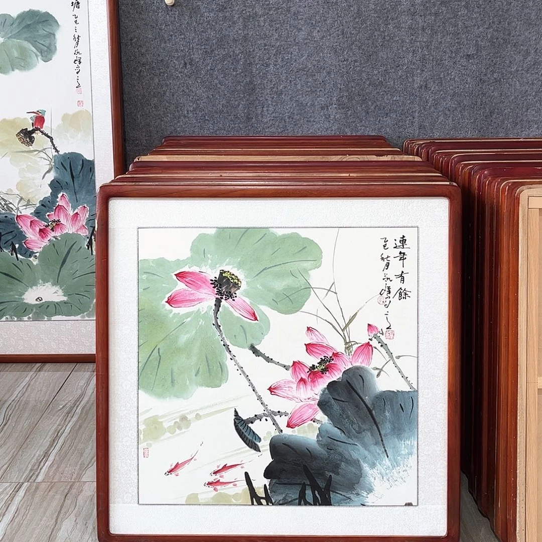 国画书画作品带框63×63